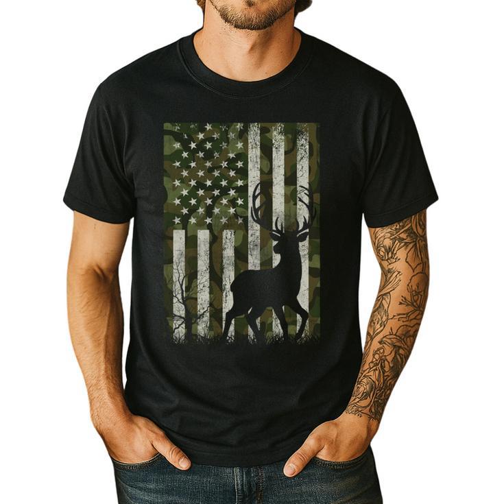 US Flag Deer Elk Buck Camoflage Hunting Hunter Dad Grandpa Men's Casual T-Shirt US Flag Deer Elk Buck Camoflage Hunting Hunter Dad Grandpa Men's Casual T-Shirt