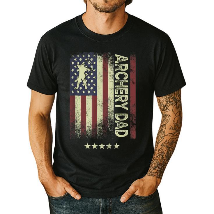 USA American Flag Archery Dad Men's Casual T-Shirt