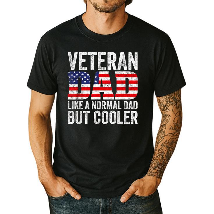 Veteran Dad Like A Normal Dad But Cooler American Flag Men's Casual T-Shirt