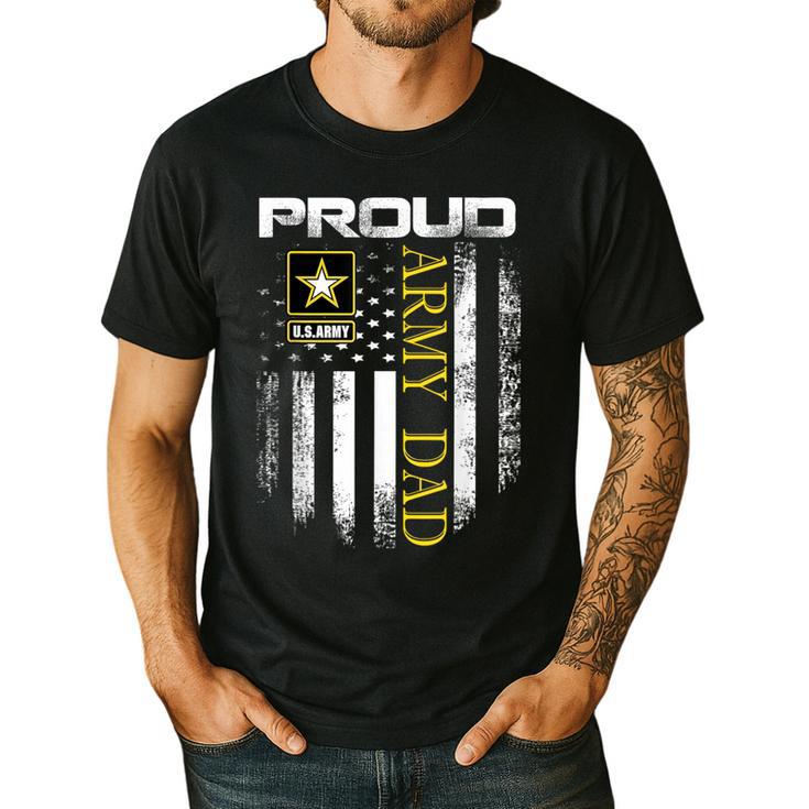 Vintage Proud Army Dad With American Flag Men's Casual T-Shirt