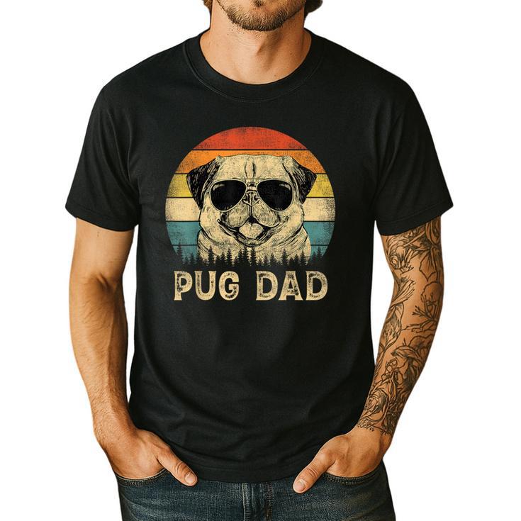 Vintage Pug Dad Dog Lovers Father's Day Tee Men's Casual T-Shirt