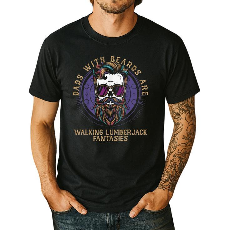 Walking Lumberjack Fantasies Dads With Beards Fantasy Art Men's Casual T-Shirt