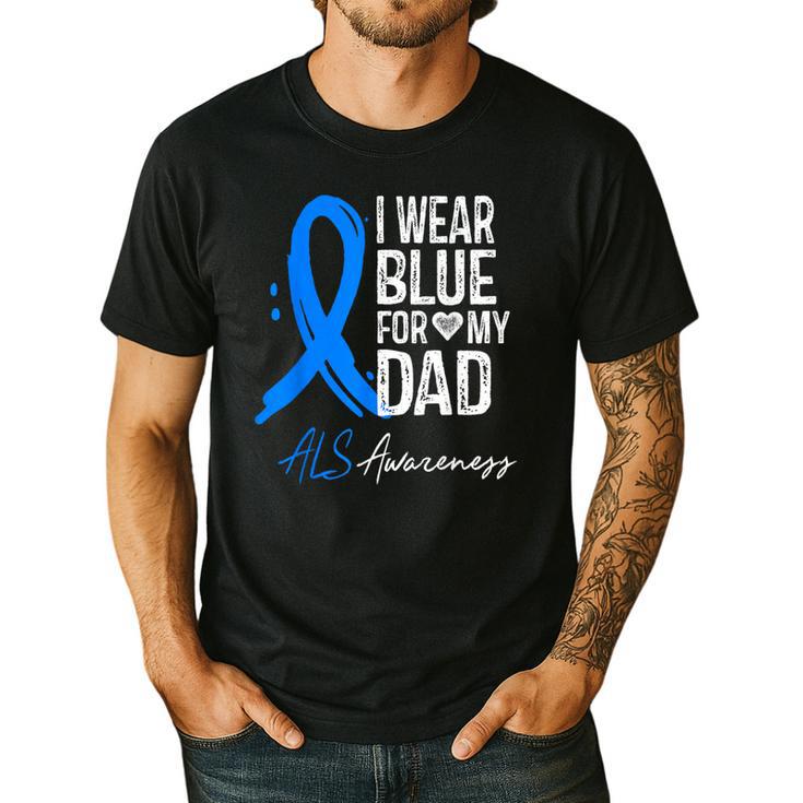 I Wear Blue For My Dad Shirt ALS Awareness Tshirt Men's Casual T-Shirt