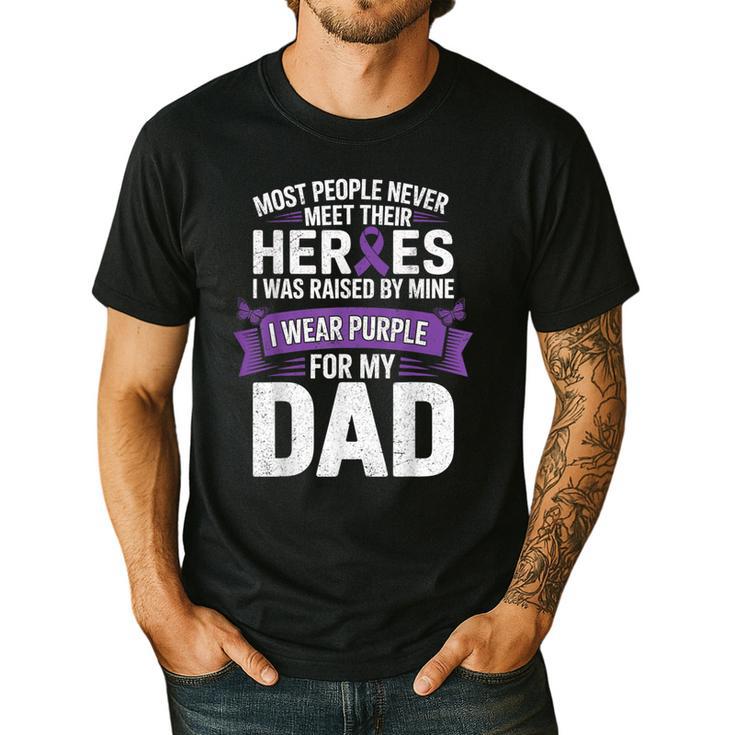 I Wear Purple For My Dad Pancreatic Cancer Support Men's Casual T-Shirt