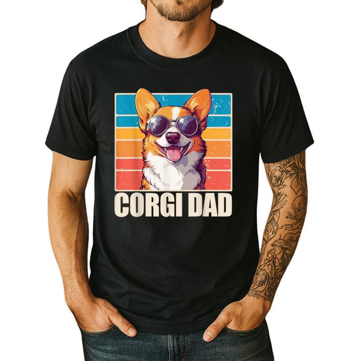 Welsh Corgi Pembroke Dog Corgi Dad -Adults Small Classic Fit Short Sleeve Cotton Polyester Blend Men's Casual T-Shirt