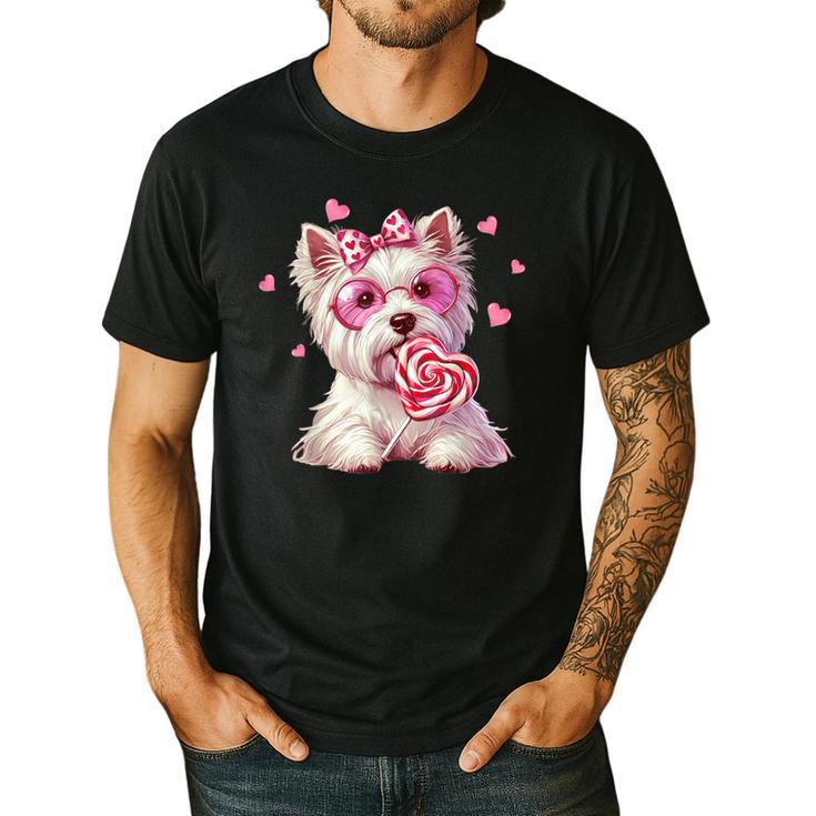 Westie Dog Valentines Day Dog Mom Westie Dad Candy Sucker For Men Women Girls Kids Men's Casual T-Shirt