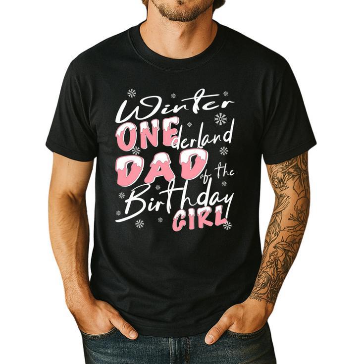 Winter Onederland 1st Birthday Theme Dad Of Birthday Girl Men's Casual T-Shirt Winter Onederland 1st Birthday Theme Dad Of Birthday Girl Men's Casual T-Shirt
