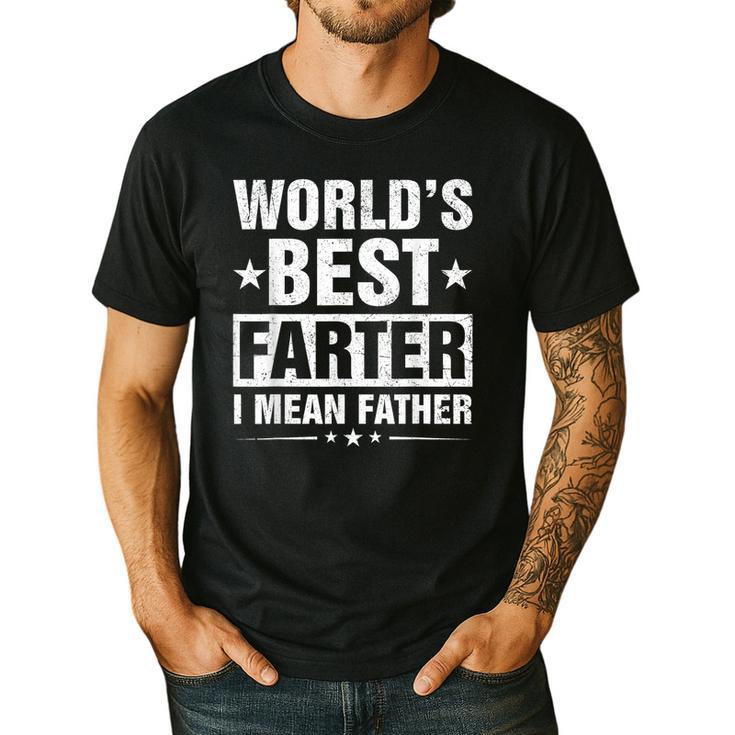 World's Best Farter I Mean Father Retro Father's Day Dad Men's Casual T-Shirt