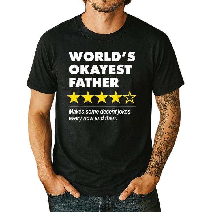 Worlds Okayest Father Dad Joke Review For Fathers Day Men's Casual T-Shirt