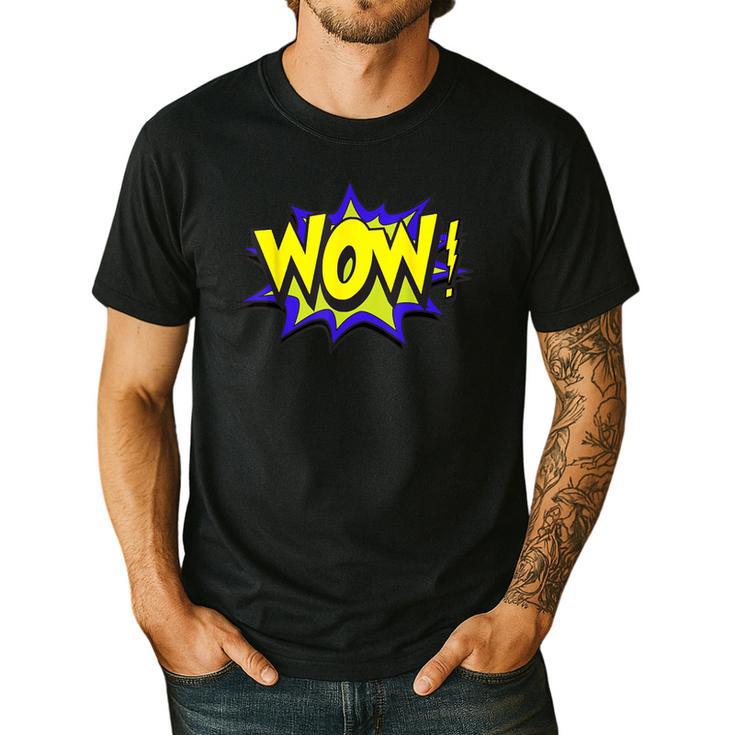 Wow T Shirt WOW Dad Mom Men Women Boys Girls  Tee Men's Casual T-Shirt