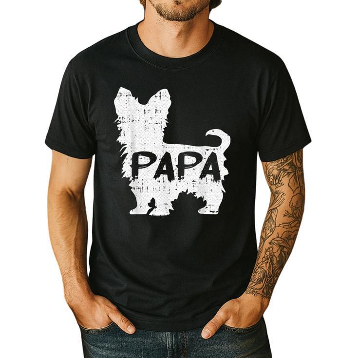 Yorkshire Terrier Papa Dog Puppy Doggie Pet Lover Yorkie Dad Men's Casual T-Shirt