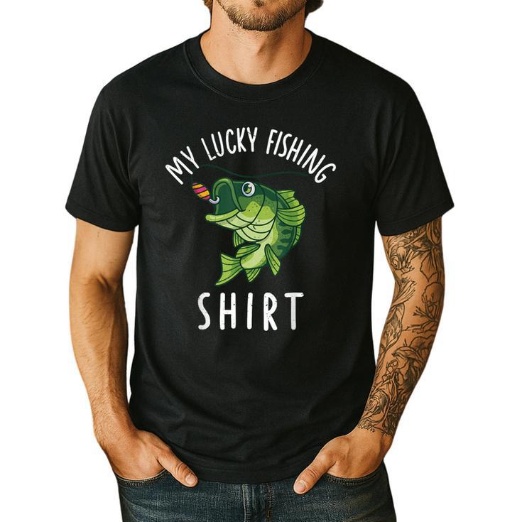 Youth Boy My Lucky Fishing-Shirt Bass Fish Dad Men's Casual T-Shirt Youth Boy My Lucky Fishing-Shirt Bass Fish Dad Men's Casual T-Shirt