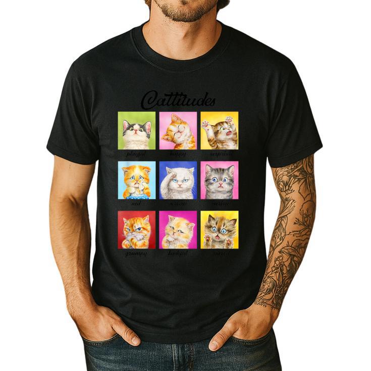 Cat Lover Cat Mom Cat Dad Crazy Cat Lady Cattitudes Men's Casual T-Shirt
