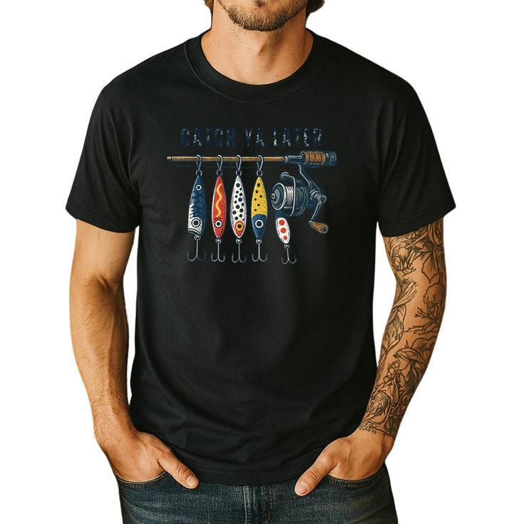 Catch Ya Later Vintage Fishing Lures Outdoor Dad Son Men's Casual T-Shirt