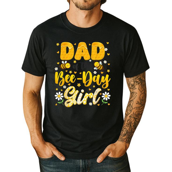 Dad Of The Bee Day Girl Flower Birthday Family Matching Men's Casual T-Shirt