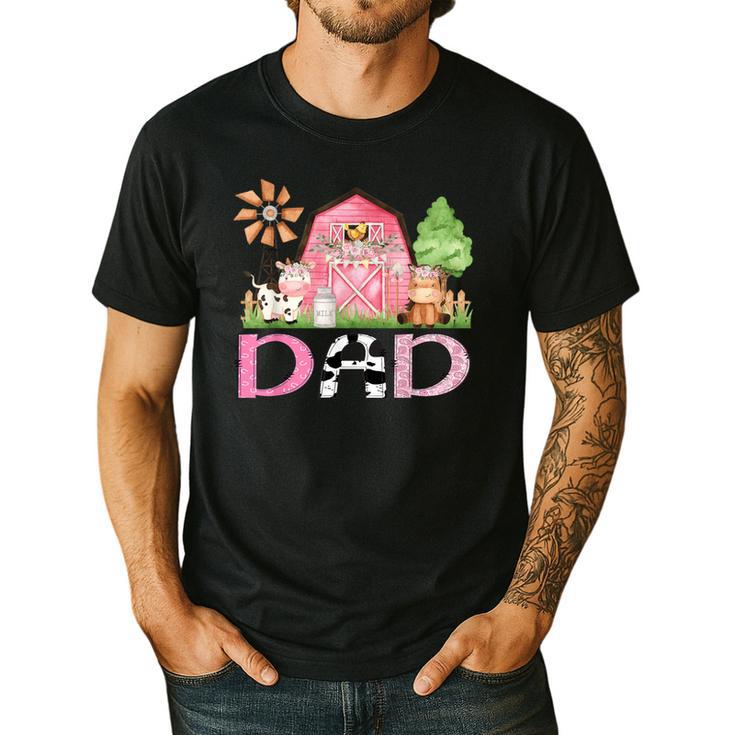 Dad Pink Farm Animal Birthday Kids Matching Family Men's Casual T-Shirt