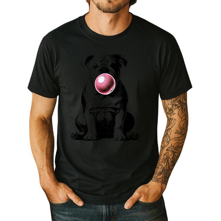 English Bulldog Bubble Gum Vintage Dog Mom Pet Dad Men's Casual T-Shirt
