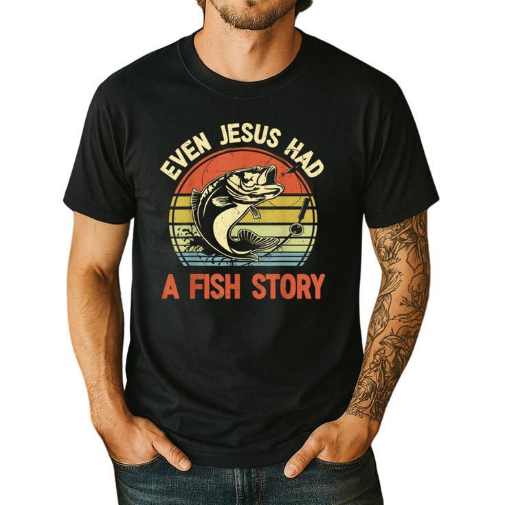 Fishing Even Jesus Had Fish Story Bass Dad Christian Men's Casual T-Shirt