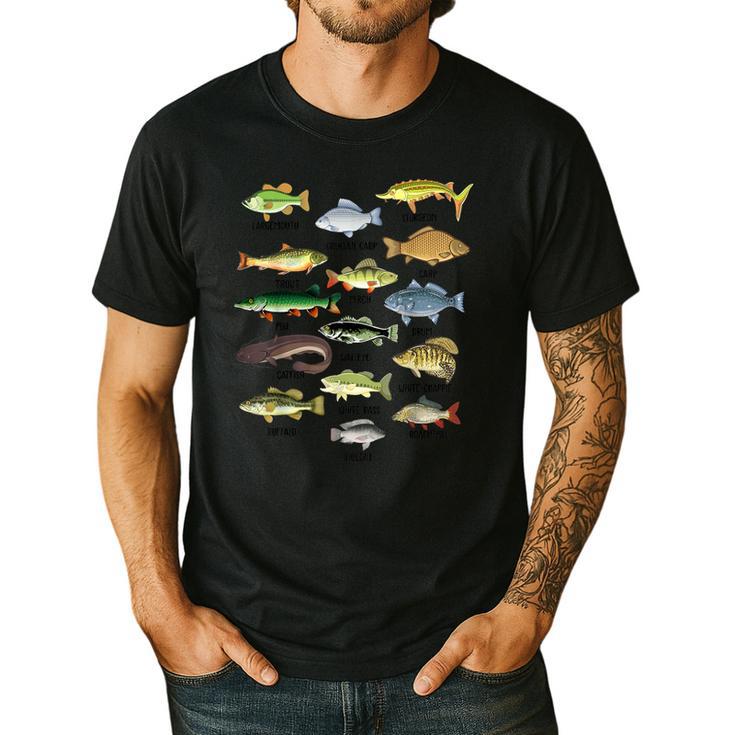 Fishing-Shirt Types Of Freshwater Bass Fish Dad Jokes Men's Casual T-Shirt