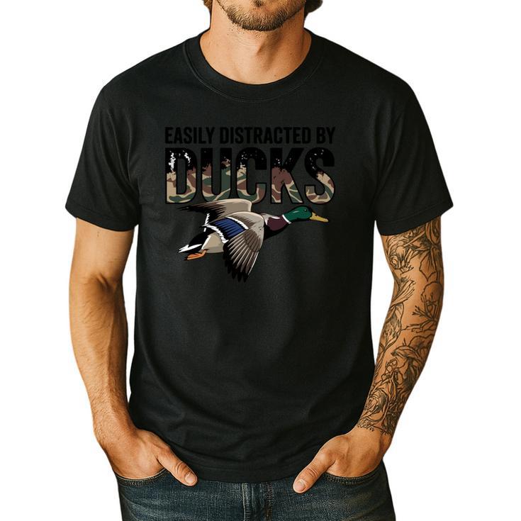 Mallard Duck Hunting Camo Easily Distracted Duck Dad Men's Casual T-Shirt