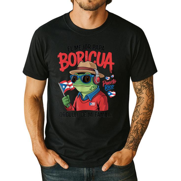 Puerto Rican Dad Idea For Men & Papá Boricua Coqui Frog Men's Casual T-Shirt