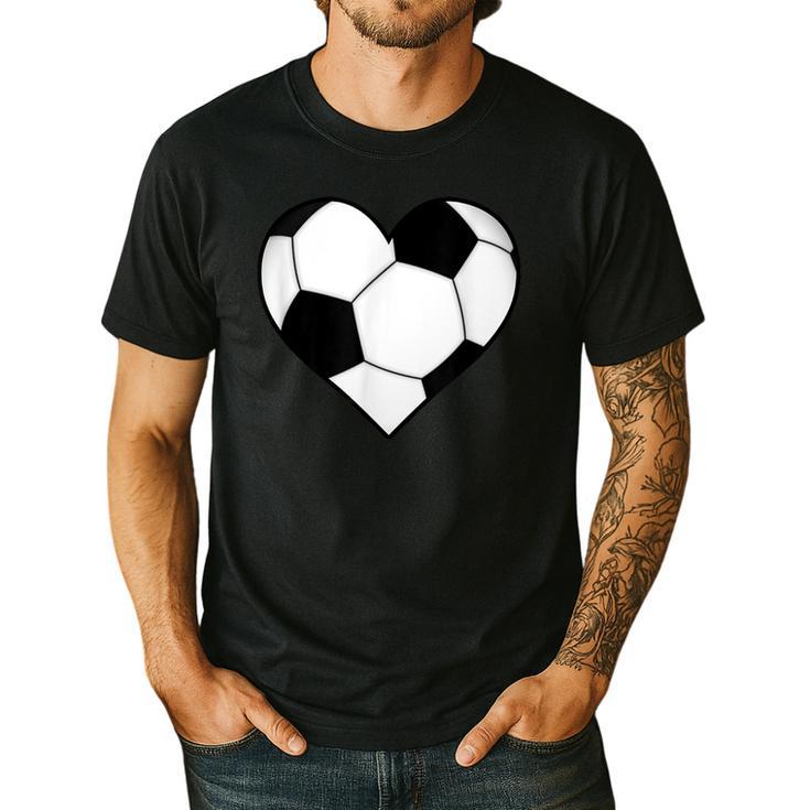 Soccer Ball Heart Idea For Mom Dad Kids T-Shirt Men's Casual T-Shirt