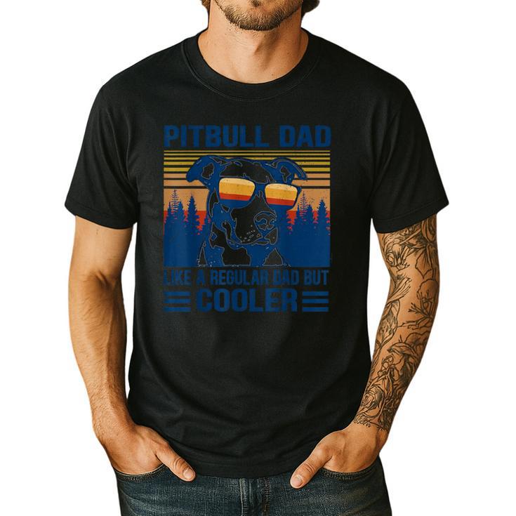 Vintage Pitbull Dad Like A Regular Dad But Cooler Men's Casual T-Shirt