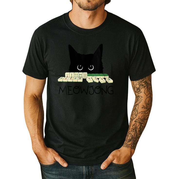 Women's Meowjong Cat Mahjong Chinese Game  Cat Mom Dad Men's Casual T-Shirt
