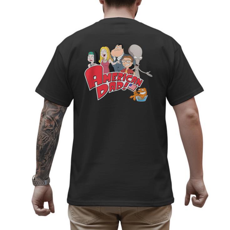 American Dad Show Logo With Family Cartoon Men's Back Print T-Shirt