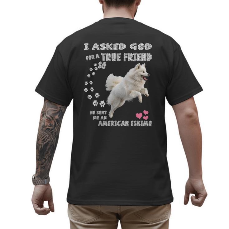 American Eskimo Dog Mom Eskie Dad Art Eskie Lover Quote Men's Back Print T-Shirt