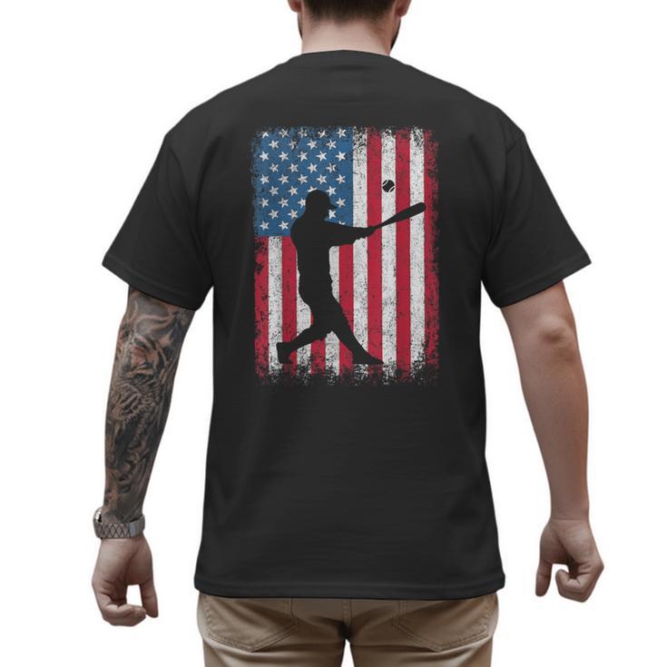 American Flag Vintage Baseball Flag Dad Mom Tee T-Shirt Men's Back Print T-Shirt