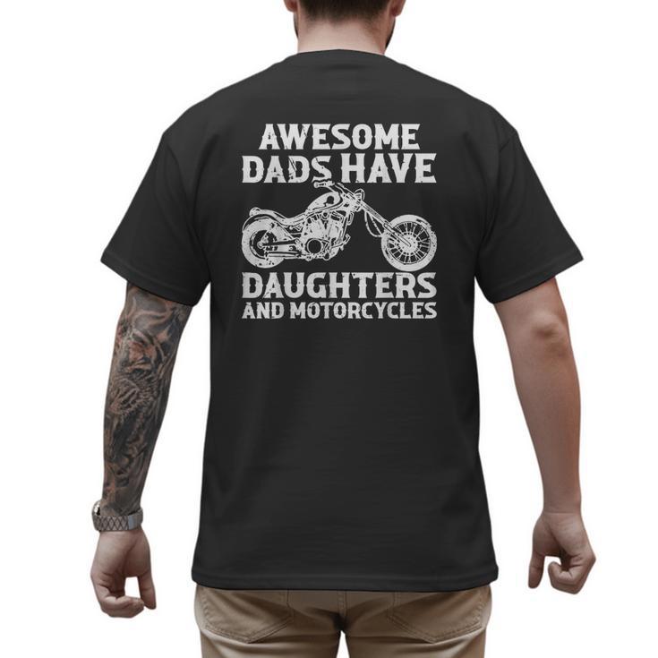 Awesome Dads Have Daughters And Motorcycles Men Fathers Day Men's Back Print T-Shirt