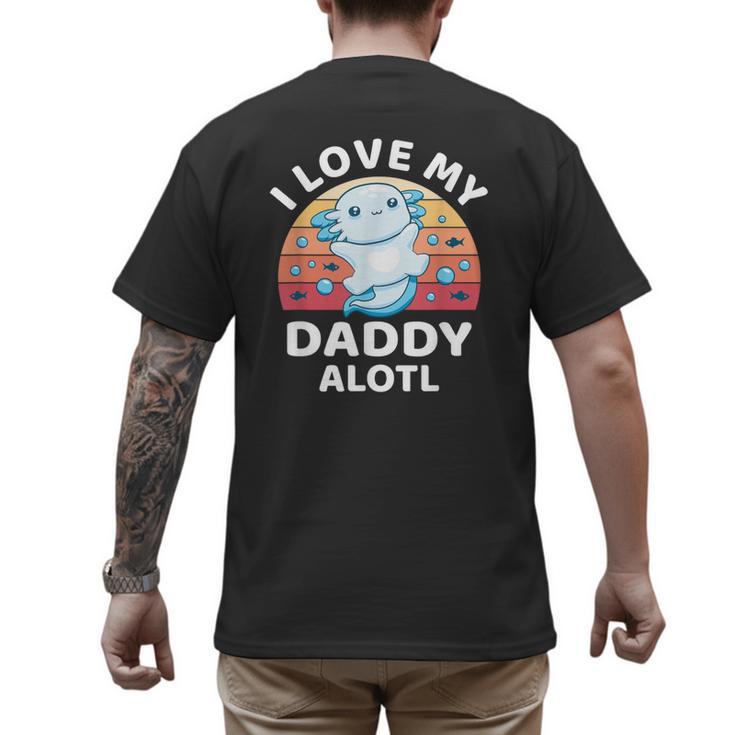 Axolotl Kids Teens Retro Sunset I Love My Daddy Men's Back Print T-Shirt