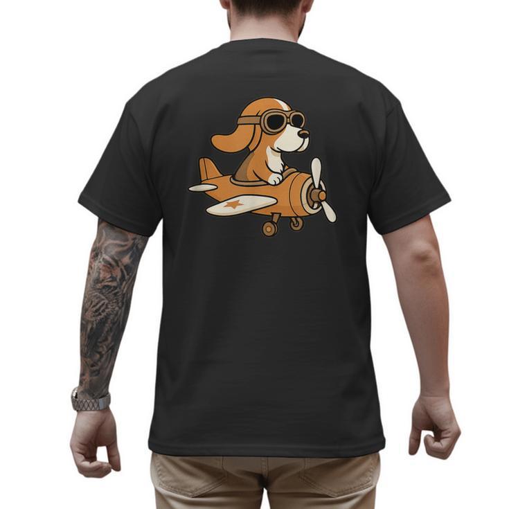 Beagle Flying a Plane Pilot Airplane Dog Mom Dad Men's Back Print T-Shirt