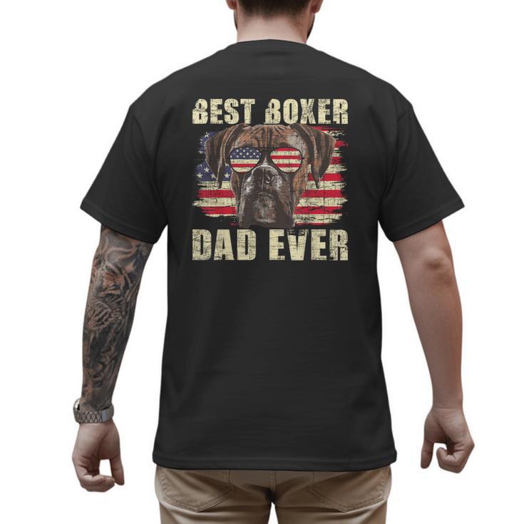 Best Boxer Dad Ever USA Flag American Dog Animal Lover Men's Back Print T-Shirt