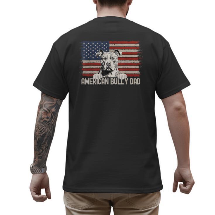 Best Dog Dad Ever American Flag American Bully Dad Men's Back Print T-Shirt