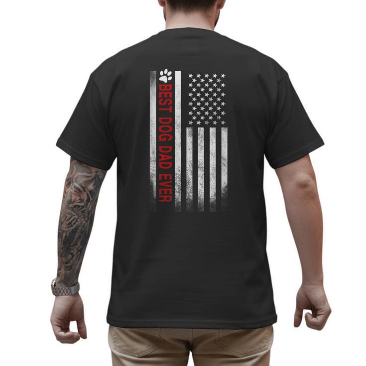 Best Dog Dad Ever American Flag For Best Father Men's Back Print T-Shirt