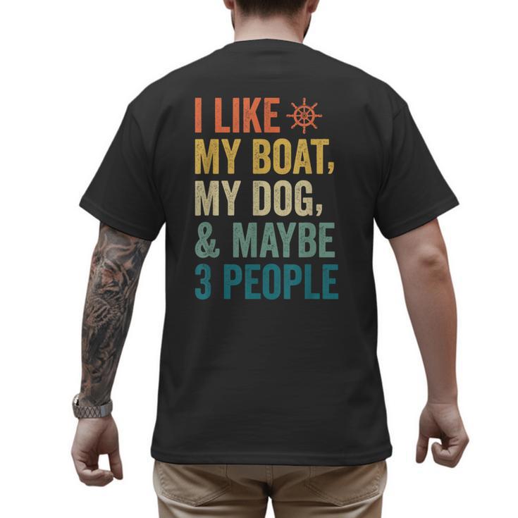 I Like My Boat Dog And Maybe 3 People Retro Sailor Dad Men's Back Print T-Shirt
