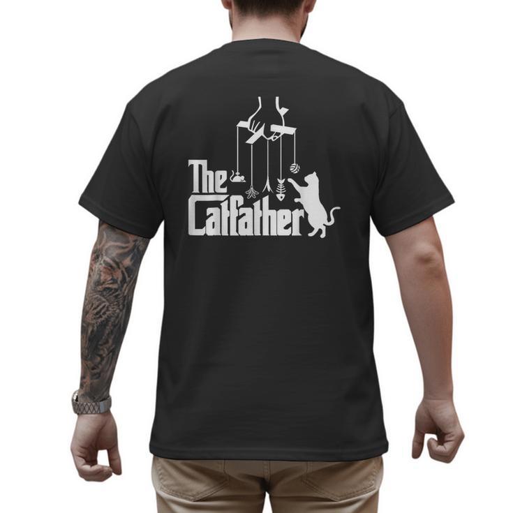 Cat Dad Life The Catfather Fathers Day Vintage Men's Back Print T-Shirt