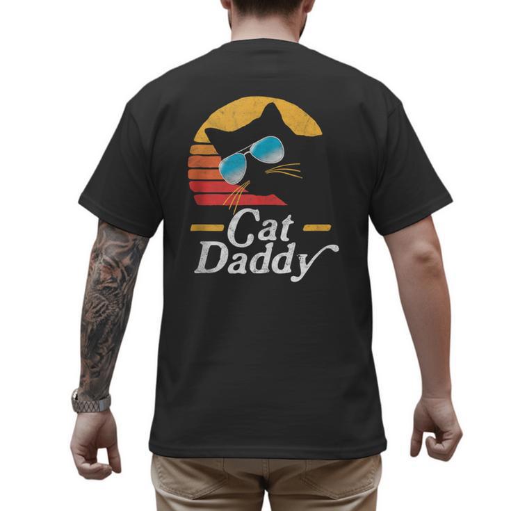 Cat Daddy Vintage 80s Style Cat Retro Sunglasses Distressed Men's Back Print T-Shirt