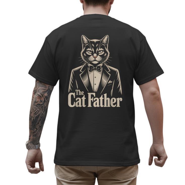 Cat Lover The CatFather Cat Dad Men's Back Print T-Shirt