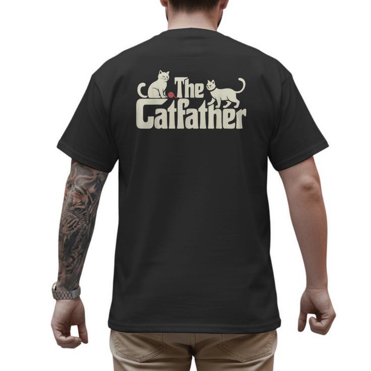 The Catfather Cat Dad Father's Day Cat Lover Men's Back Print T-Shirt