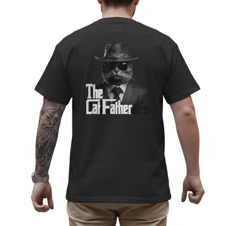 The Catfather Fathersday Best Birthday Cat Dad Men's Back Print T-Shirt