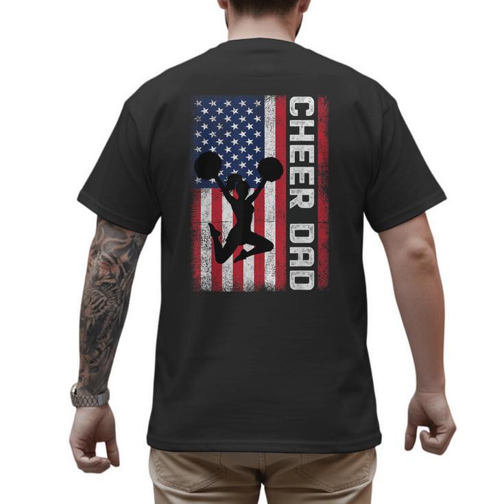 Cheer Dad American Flag Cheerleader Support Men's Back Print T-Shirt