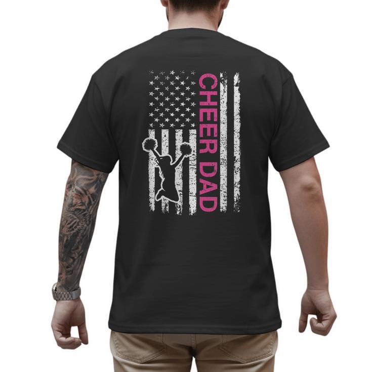 Cheer Dad Flag Pink Cheerleading Men's Back Print T-Shirt