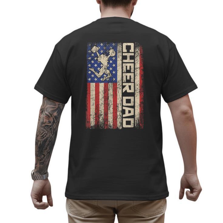 Cheerleader Dad Cheer Dad American US Flag Father Team Men's Back Print T-Shirt