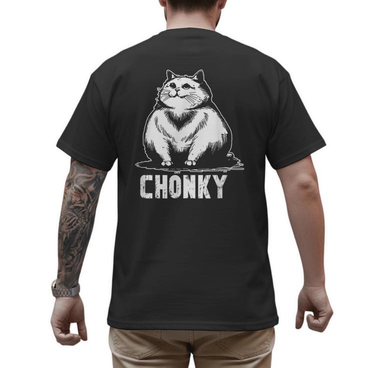 Chonk Fat And Hairy Cat Cats Kittens Dad Graphic Mom Funny Men's Back Print T-Shirt