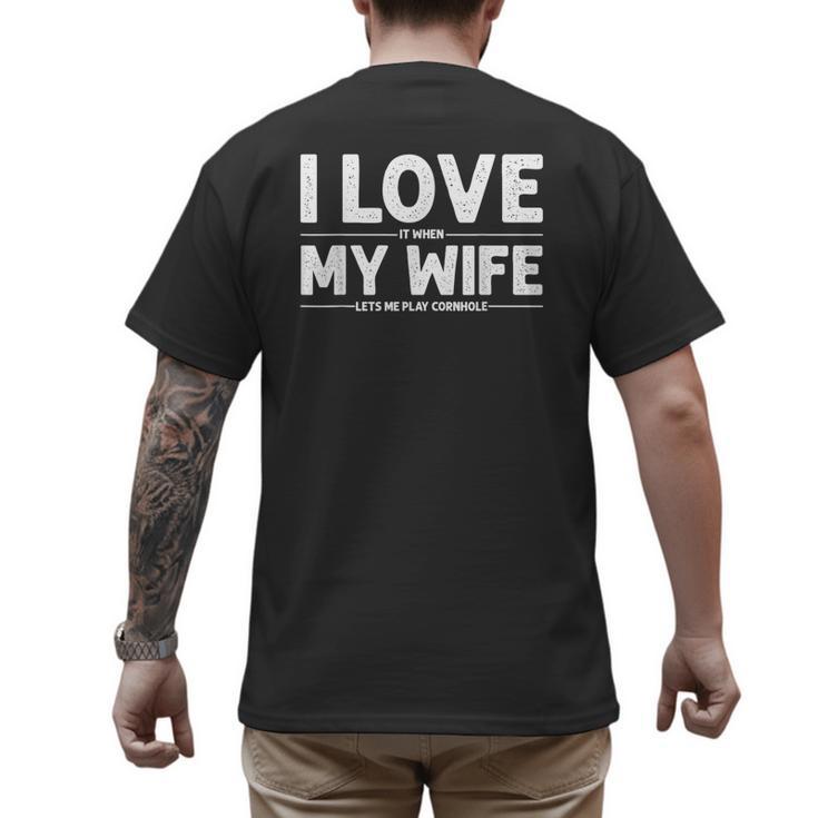 Cool Cornhole Art For Men Dad Love My Wife Husband Corn Hole Small Men's Back Print T-Shirt