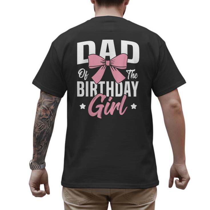 Coquette Pink Bow Men Dad Of The Birthday Girl Men's Back Print T-Shirt