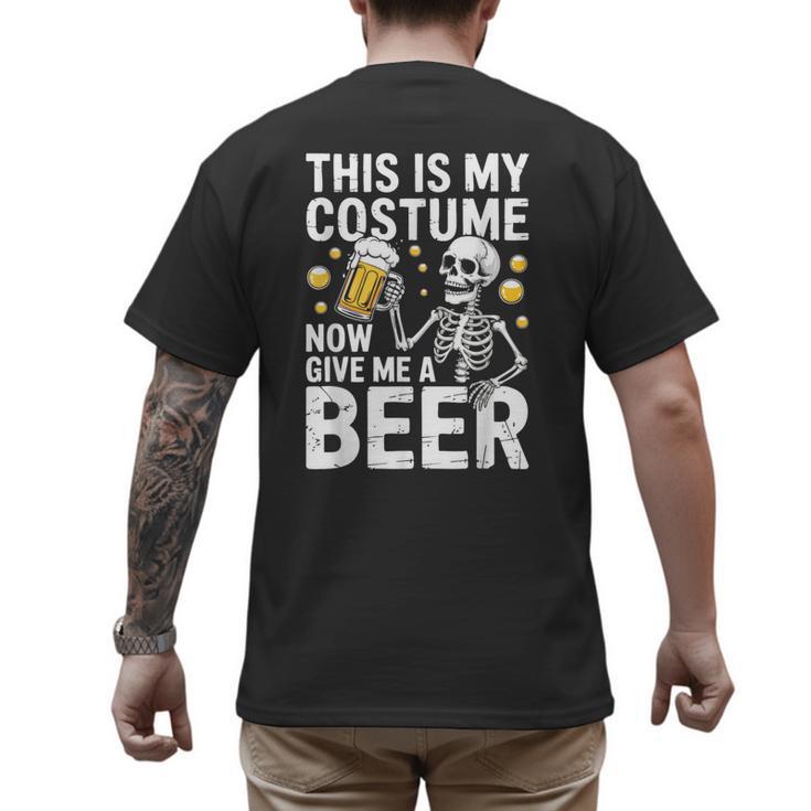 This Is My Costume Give Me A Beer Shirt Men Dad Halloween Men's Back Print T-Shirt